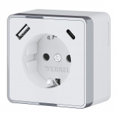Розетка с заземлением, шторками и USB тип A+C Gallant белый W5071701