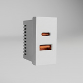 Модульная розетка USB тип A+C 45*22,5 белый W1272701