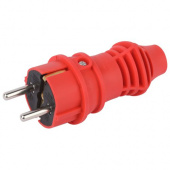 Вилка прямая VX13-R-IP44 16А IP44 с заземл. каучук красн. Эра Б0069322