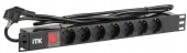 Блок розеток 7 мест PDU (немец. cтанд.) DIN49440 с LED выкл. 1U шнур 2м вилка DIN49441 профиль ПВХ черн. ITK PH12-7D1-P